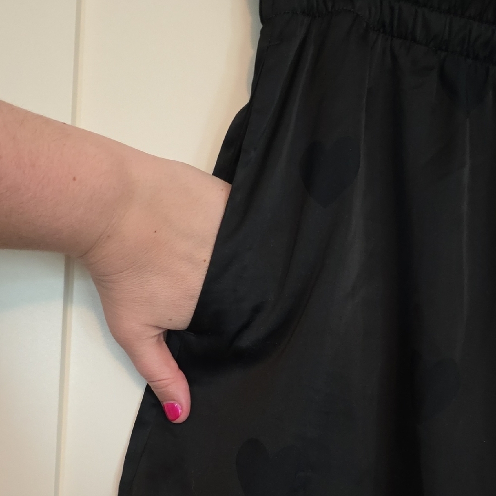 nuuds Black Heart-Print Satin Pajama Top & Shorts Set - Picture 6 of 7